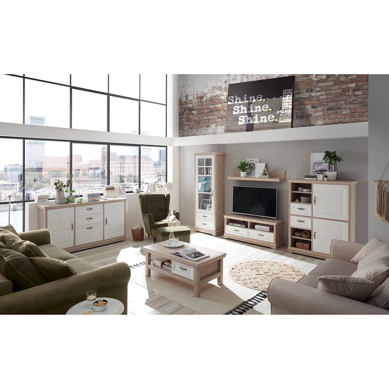 Ridgevalley Buffet haut Avene I - Blanc / Imitation pin 2 Ridgevalley Buffet haut Avene I - Blanc / Imitation pin – Image 2