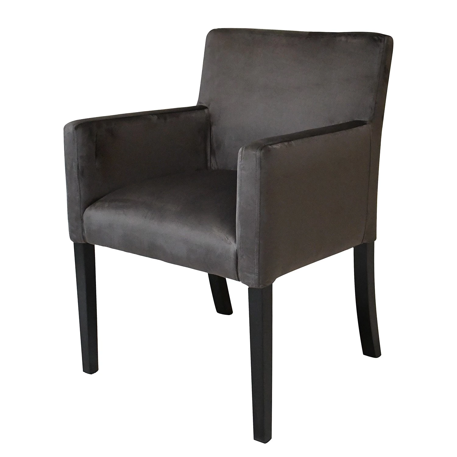 Velvet Studio Chaise à accoudoirs Meaux - Velours / Hêtre massif -Anthracite / Noir 1 Velvet Studio Chaise à accoudoirs Meaux - Velours / Hêtre massif -Anthracite / Noir