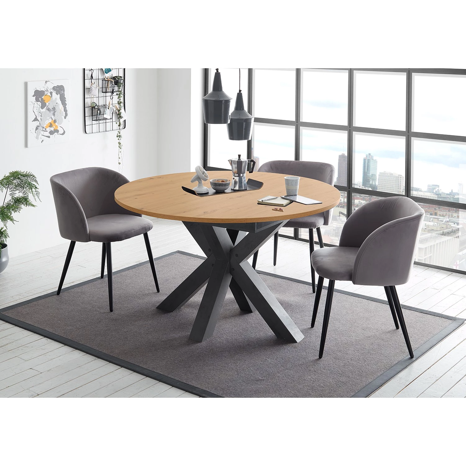 Red Living Table Joze I - Imitation chêne noueux - Largeur : 130 cm 2 Red Living Table Joze I - Imitation chêne noueux - Largeur : 130 cm – Image 2