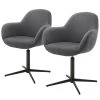 Loftscape Chaises capitonnées Glomel I (lot de 2) - Chenille et microfibre - Gris - Noir