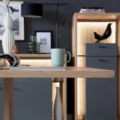 Loftscape Table Laxou - Imitation planches de chêne / Gris mat -Meubles de salle à manger Soldes Magasin 1000242025 210225 08540000005 DETAILS P000000001000242025