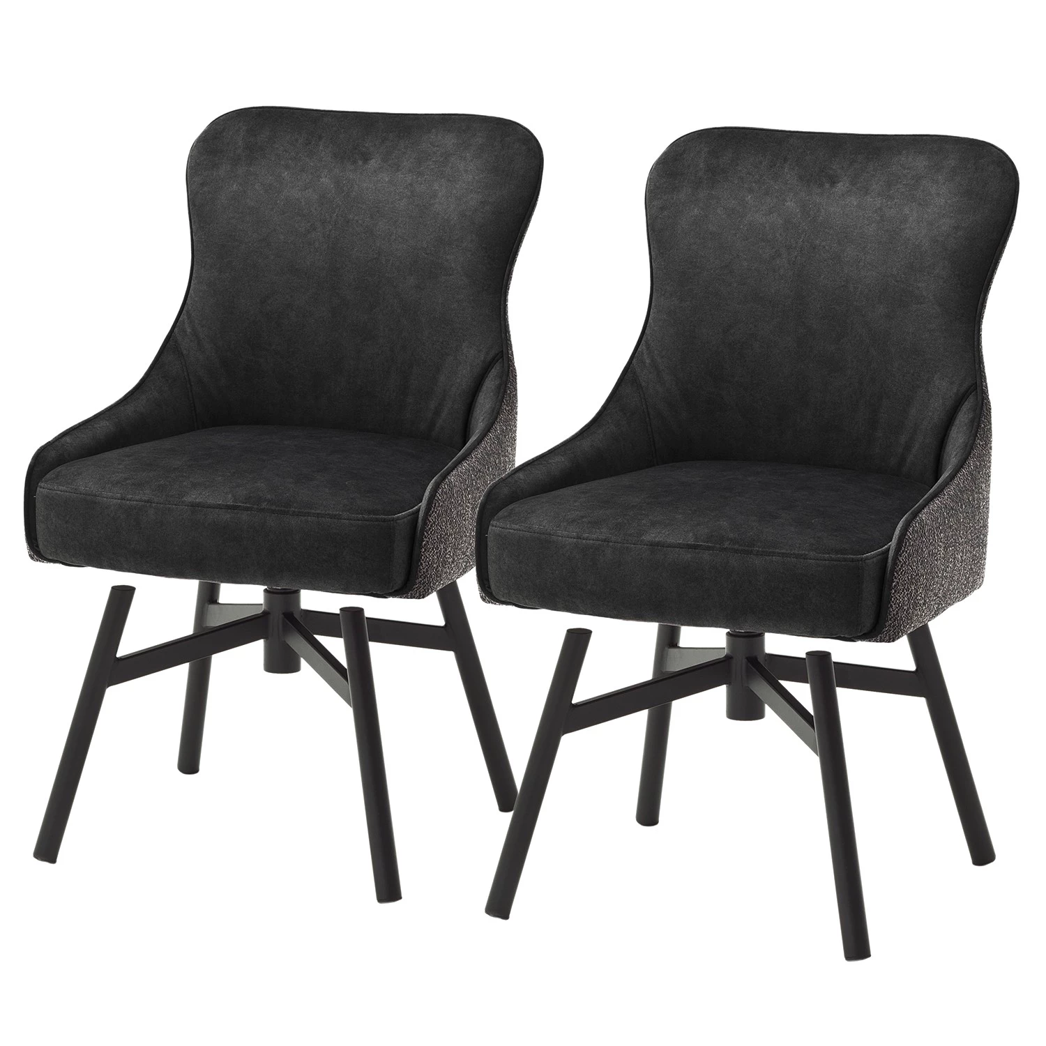 Fredriks Chaises Stalewell II (lot de 2) - Microfibre et tissu structuré / Acier - Anthracite 1 Fredriks Chaises Stalewell II (lot de 2) - Microfibre et tissu structuré / Acier - Anthracite