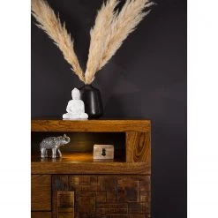 Wolf-Möbel Buffet Bazac - Avec éclairage - Acacia massif - Acacia / Gris foncé -Meubles de salle à manger Soldes Magasin 1000243213 220311 030 DETAILS P000000001000243213