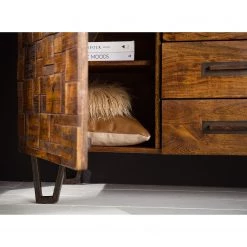 Wolf-Möbel Buffet Bazac - Avec éclairage - Acacia massif - Acacia / Gris foncé -Meubles de salle à manger Soldes Magasin 1000243213 220311 032 DETAILS P000000001000243213