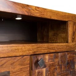 Wolf-Möbel Buffet Bazac - Avec éclairage - Acacia massif - Acacia / Gris foncé -Meubles de salle à manger Soldes Magasin 1000243213 220314 062 DETAILS P000000001000243213