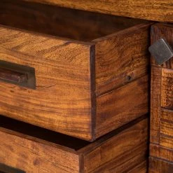 Wolf-Möbel Buffet Bazac - Avec éclairage - Acacia massif - Acacia / Gris foncé -Meubles de salle à manger Soldes Magasin 1000243213 220314 064 DETAILS P000000001000243213