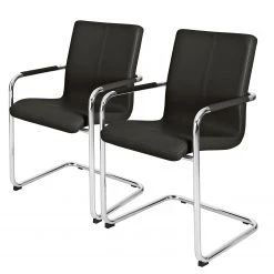 Now! by hülsta Chaises hülsta now S17 (lot de 2) - Imitation cuir / Acier - Noir