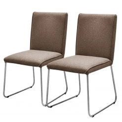 Now! by hülsta Chaises hülsta now S21-1 (lot de 2) - Tissé à plat / Acier - Cappuccino