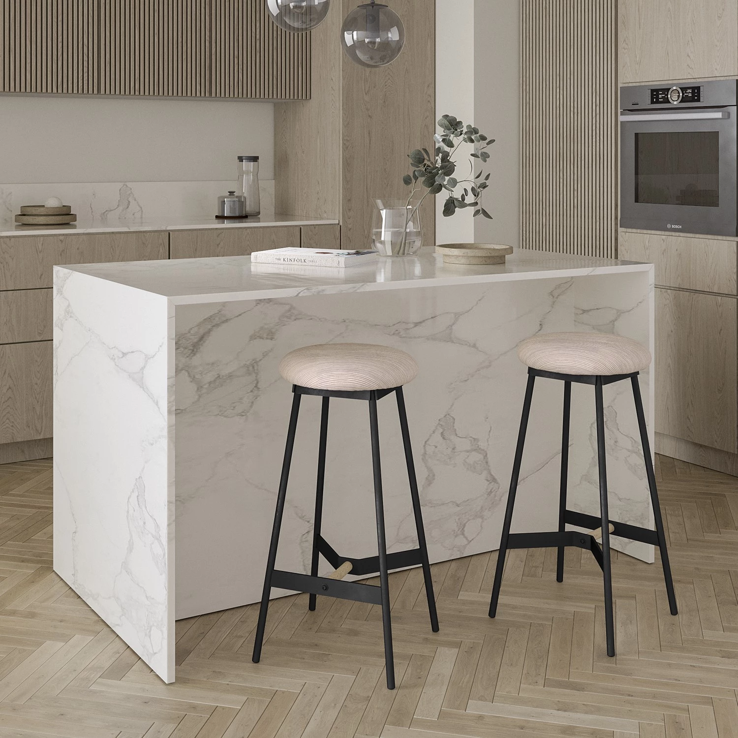 Mørteens Tabouret de bar Pirmil - Éponge / Fer - Beige 2 Mørteens Tabouret de bar Pirmil - Éponge / Fer - Beige – Image 2