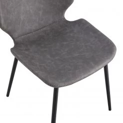 Mørteens Chaises Reallon (lot de 2) - Imitation cuir / Fer - Gris / Noir -Meubles de salle à manger Soldes Magasin 1000244973 211006 08515500087 DETAILS P000000001000244973