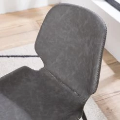 Mørteens Chaises Reallon (lot de 2) - Imitation cuir / Fer - Gris / Noir -Meubles de salle à manger Soldes Magasin 1000244973 220408 031 DETAILS P000000001000244973