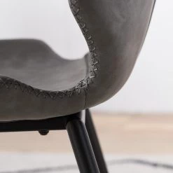 Mørteens Chaises Reallon (lot de 2) - Imitation cuir / Fer - Gris / Noir -Meubles de salle à manger Soldes Magasin 1000244973 220408 032 DETAILS P000000001000244973