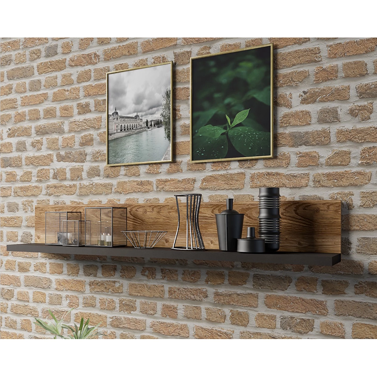 Red Living Tablette murale Turriers - Imitation épicéa / Noir mat 2 Red Living Tablette murale Turriers - Imitation épicéa / Noir mat – Image 2