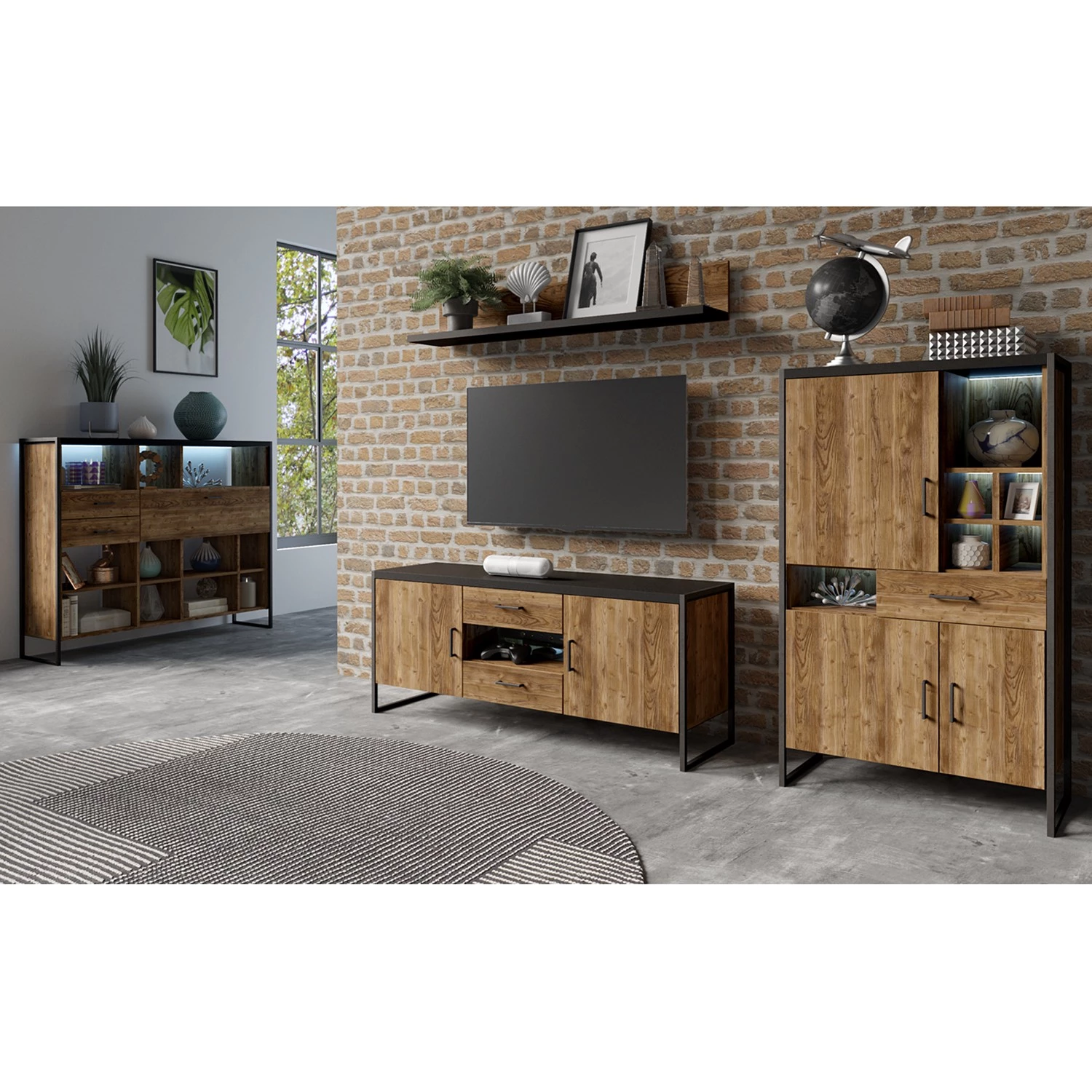 Red Living Tablette murale Turriers - Imitation épicéa / Noir mat 3 Red Living Tablette murale Turriers - Imitation épicéa / Noir mat – Image 3