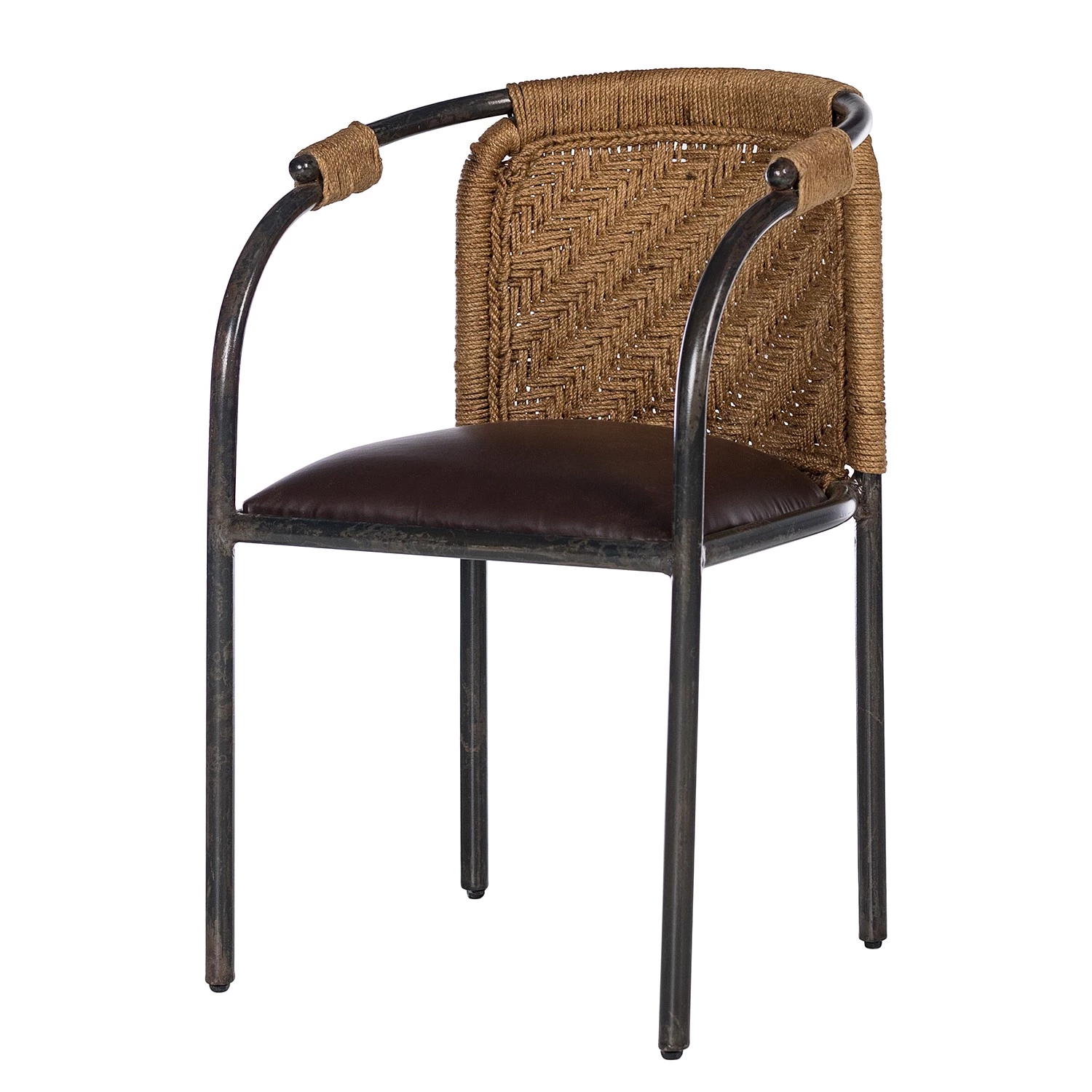 Ars manufacti Chaise à accoudoirs Dissay - Jute tressé / Fer - Naturel / Noir 1 Ars manufacti Chaise à accoudoirs Dissay - Jute tressé / Fer - Naturel / Noir