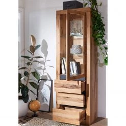 Naturoo Vitrine Gerville II - Chêne sauvage massif / Métal - Chêne sauvage / Anthracite -Meubles de salle à manger Soldes Magasin 1000249423 210420 08270300022 MOOD DETAILS P000000001000249423 mood