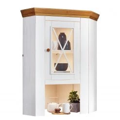 Maison Belfort Haut de buffet d’angle Ummanz - Pin massif - Blanc / Pin