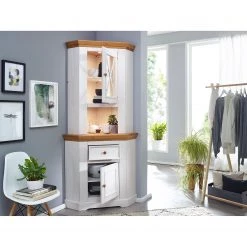 Maison Belfort Haut de buffet d’angle Ummanz - Pin massif - Blanc / Pin 6 Maison Belfort Haut de buffet d’angle Ummanz - Pin massif - Blanc / Pin -Meubles de salle à manger Soldes Magasin 1000249472 210420 08310600210 MOOD DETAILS P000000001000249472 mood