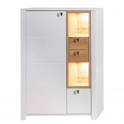 Loftscape Buffet haut Cordelle I - Éclairage inclus - Blanc mat / Hêtre sauvage