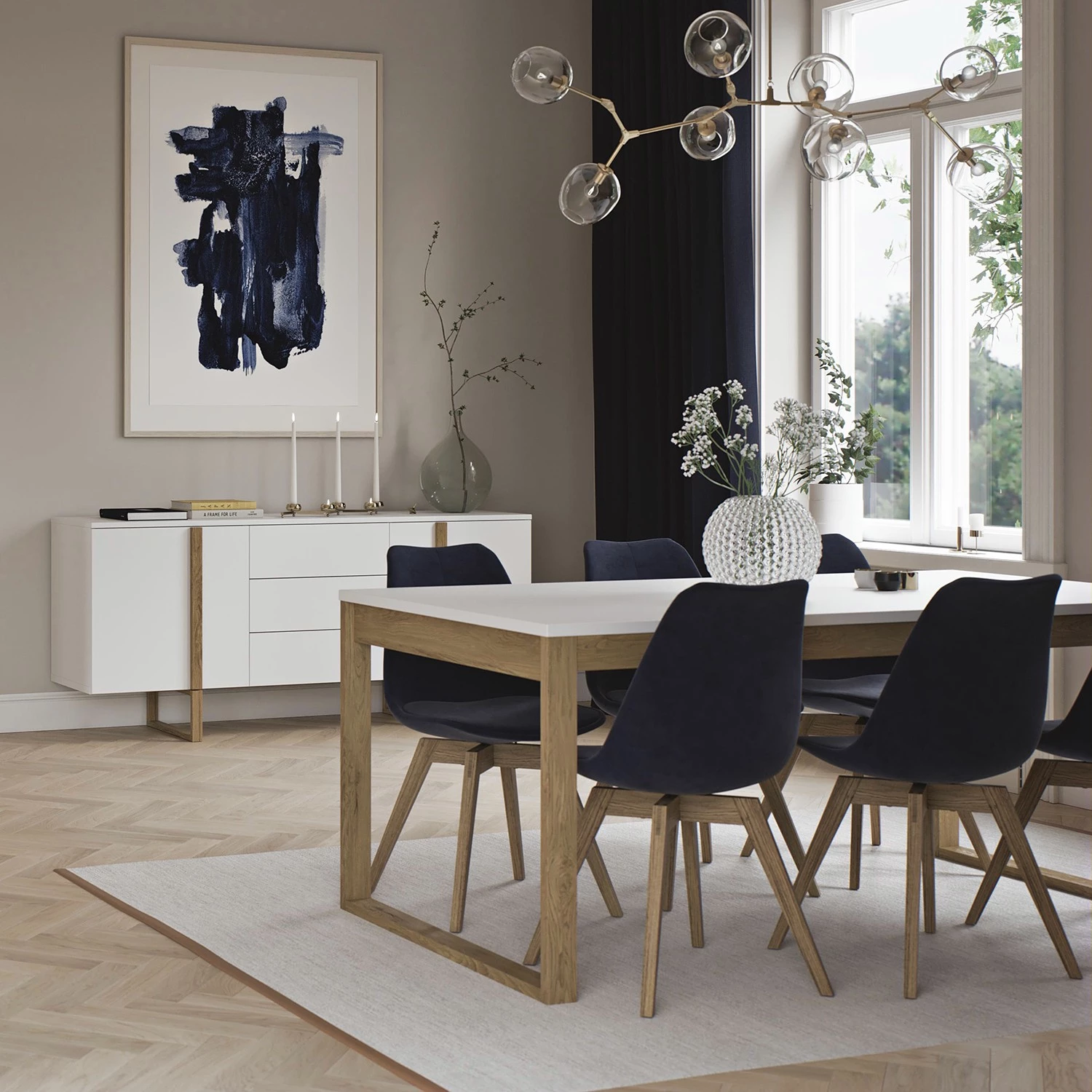 Tenzo Table Birka - Blanc / Chêne 2 Tenzo Table Birka - Blanc / Chêne – Image 2