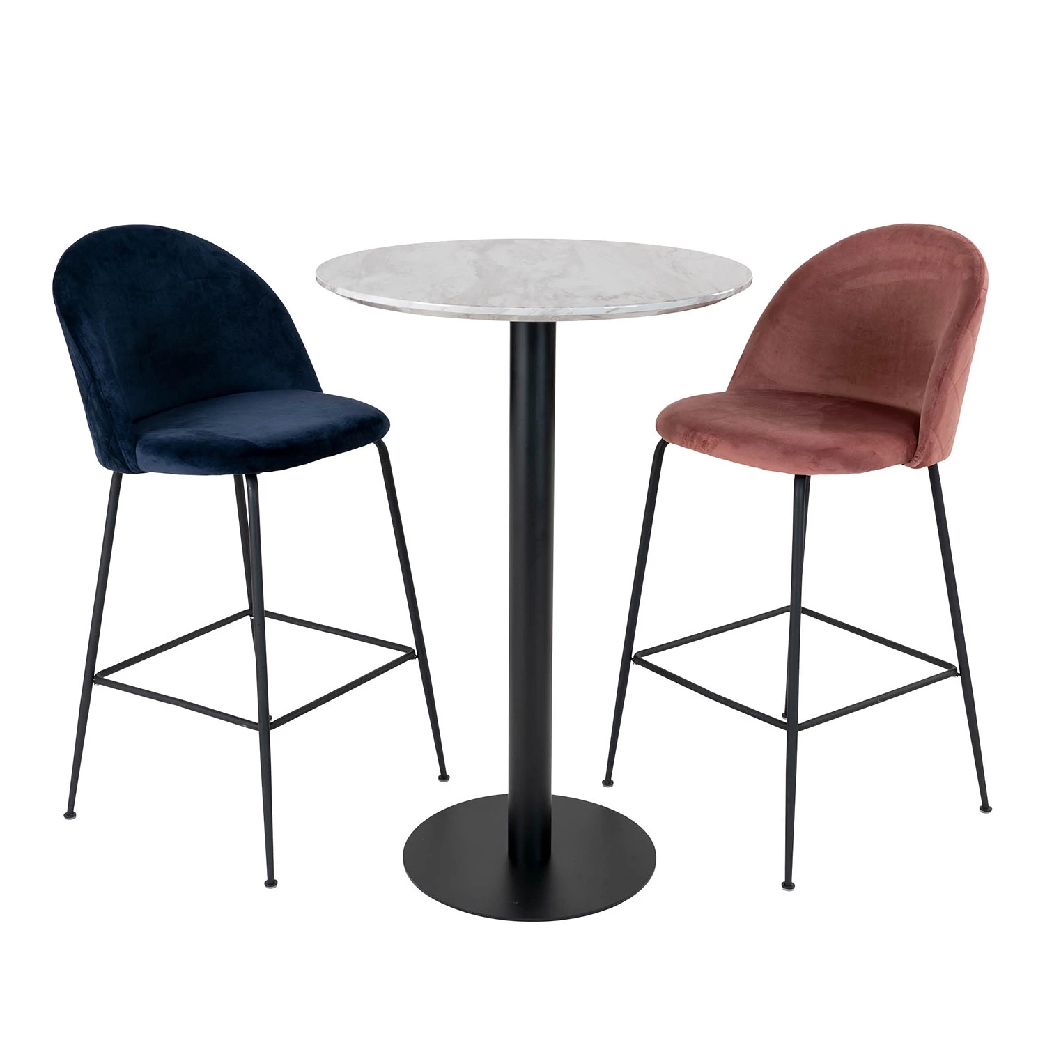 Jack & Alice Table haute Gavrelle - Imitation marbre blanc - Noir 2 Jack & Alice Table haute Gavrelle - Imitation marbre blanc - Noir – Image 2