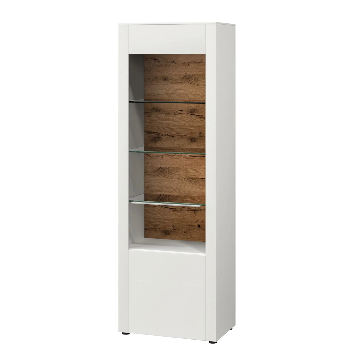GWINNER Vitrine Bellano - Placage en bois véritable - Mat blanc / Chêne de poutre - Butoir à gauche - Sans éclairage 1 GWINNER Vitrine Bellano - Placage en bois véritable - Mat blanc / Chêne de poutre - Butoir à gauche - Sans éclairage