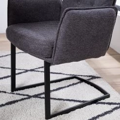 Jack & Alice Chaise cantilever Lecelles - Tissu / Métal - Gris foncé -Meubles de salle à manger Soldes Magasin 1000255021 220401 040 DETAILS P000000001000255021