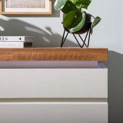 Fredriks Buffet Namona I - Éclairage inclus - Imitation chêne / Blanc -Meubles de salle à manger Soldes Magasin 1000255076 220803 030 DETAILS P000000001000255076