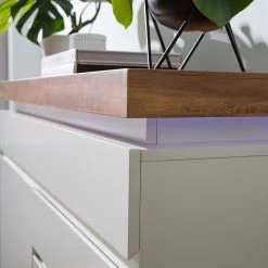 Fredriks Buffet Namona I - Éclairage inclus - Imitation chêne / Blanc -Meubles de salle à manger Soldes Magasin 1000255076 220803 035 DETAILS P000000001000255076