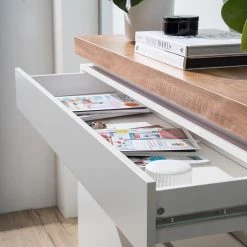 Fredriks Buffet Namona I - Éclairage inclus - Imitation chêne / Blanc -Meubles de salle à manger Soldes Magasin 1000255076 220803 040 DETAILS P000000001000255076