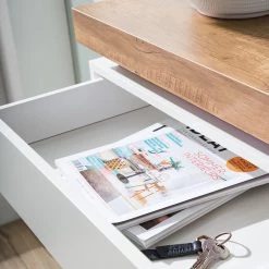 Fredriks Buffet Namona I - Éclairage inclus - Imitation chêne / Blanc -Meubles de salle à manger Soldes Magasin 1000255076 220803 045 DETAILS P000000001000255076