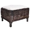 Ars Natura Repose-pieds Bedous - Tissu / Rotin