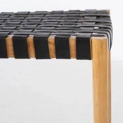 Ars manufacti Chaise Cerro - Cuir véritable / Teck massif - Noir / Teck -Meubles de salle à manger Soldes Magasin 1000257228 220818 034 DETAILS P000000001000257228