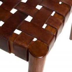 Ars manufacti Chaise Cerro - Cuir véritable / Teck massif - Cognac -Meubles de salle à manger Soldes Magasin 1000257232 220330 033 DETAILS P000000001000257232