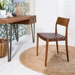 Ars manufacti Chaise Cerro - Cuir véritable / Teck massif - Cognac -Meubles de salle à manger Soldes Magasin 1000257232 220614 020 MOOD DETAILS P000000001000257232 mood