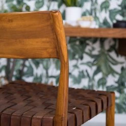 Ars manufacti Chaise Cerro - Cuir véritable / Teck massif - Cognac -Meubles de salle à manger Soldes Magasin 1000257232 220614 021 MOOD DETAILS P000000001000257232 mood