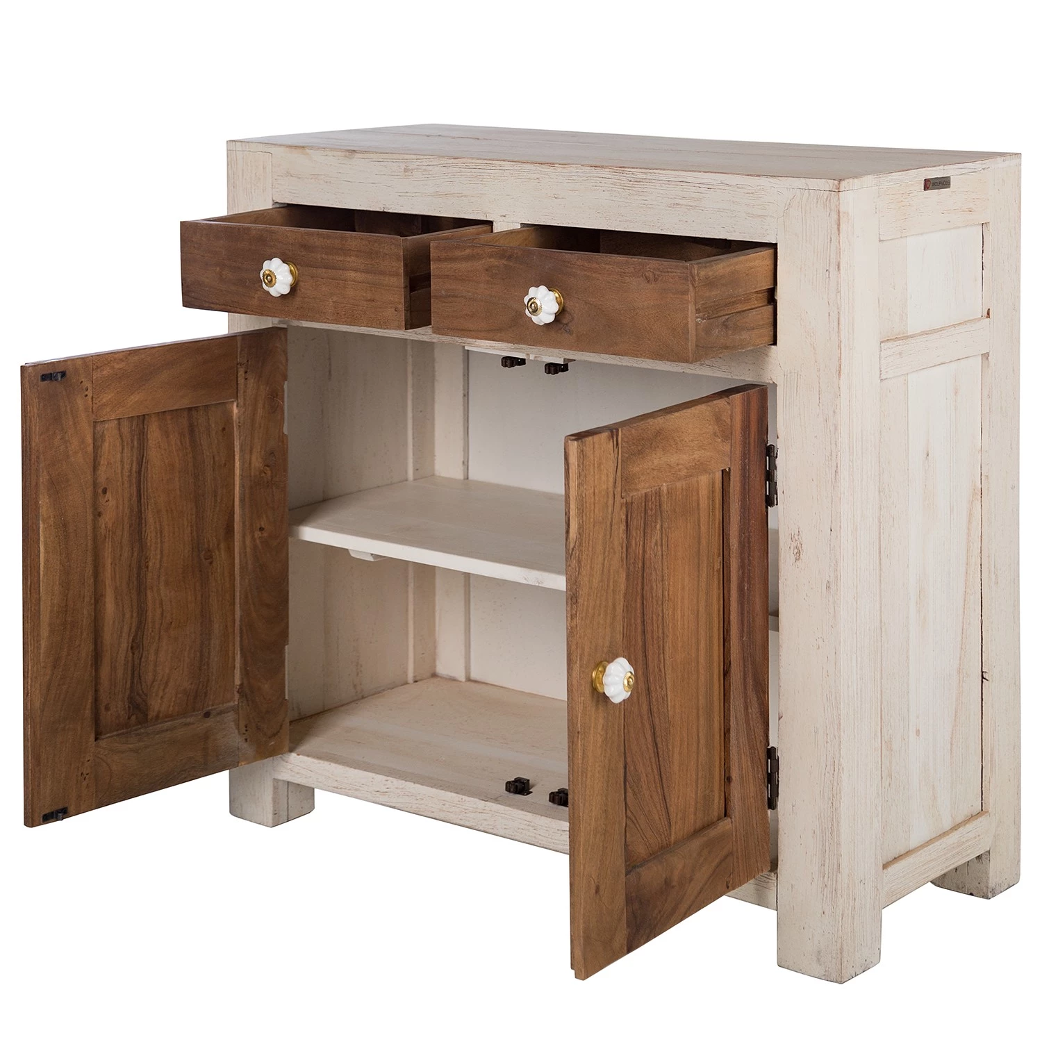 Wolf-Möbel Buffet Maison II - Acacia massif - Acacia couleur pierre / Blanc cassé 4 Wolf-Möbel Buffet Maison II - Acacia massif - Acacia couleur pierre / Blanc cassé – Image 4