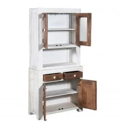 Wolf-Möbel Vaisselier Maison - Acacia massif - Acacia couleur pierre / Blanc cassé -Meubles de salle à manger Soldes Magasin 1000257397 211216 08183800078 DETAILS P000000001000257397