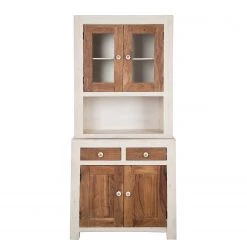 Wolf-Möbel Vaisselier Maison - Acacia massif - Acacia couleur pierre / Blanc cassé -Meubles de salle à manger Soldes Magasin 1000257397 220406 030 DETAILS P000000001000257397