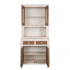 Wolf-Möbel Vaisselier Maison - Acacia massif - Acacia couleur pierre / Blanc cassé -Meubles de salle à manger Soldes Magasin 1000257397 220406 032 DETAILS P000000001000257397