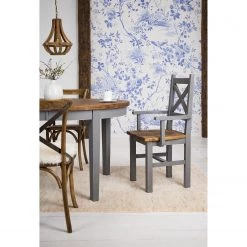 Maison Belfort Chaise à accoudoirs Balignton - Pin massif - Gris -Meubles de salle à manger Soldes Magasin 1000260736 211116 12545400219 MOOD DETAILS P000000001000260736 mood