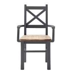 Maison Belfort Chaise à accoudoirs Balignton - Pin massif - Gris -Meubles de salle à manger Soldes Magasin 1000260736 211116 12545500229 DETAILS P000000001000260736