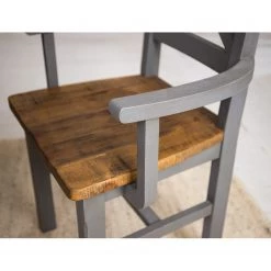 Maison Belfort Chaise à accoudoirs Balignton - Pin massif - Gris -Meubles de salle à manger Soldes Magasin 1000260736 211116 12550500251 DETAILS P000000001000260736