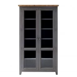 Maison Belfort Vitrine Balignton - Pin massif / Verre de sécurité - Gris -Meubles de salle à manger Soldes Magasin 1000260758 211116 13020100327 DETAILS P000000001000260758