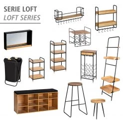 WENKO Étagère échelle Loft - Bambou massif / Métal - Bambou / Noir -Meubles de salle à manger Soldes Magasin 1000260952 210423 13360000198 DETAILS P000000001000260952