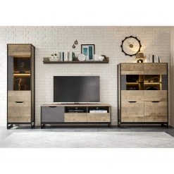 Red Living Buffet haut Cocody - Imitation chêne Montana / Gris -Meubles de salle à manger Soldes Magasin 1000261325 210426 09135100043 MOOD DETAILS P000000001000261325 mood