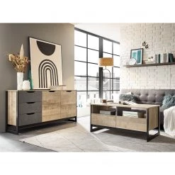 Red Living Commode Cocody II - Imitation chêne Montana / Gris -Meubles de salle à manger Soldes Magasin 1000261326 210426 09140000052 MOOD DETAILS P000000001000261326 mood