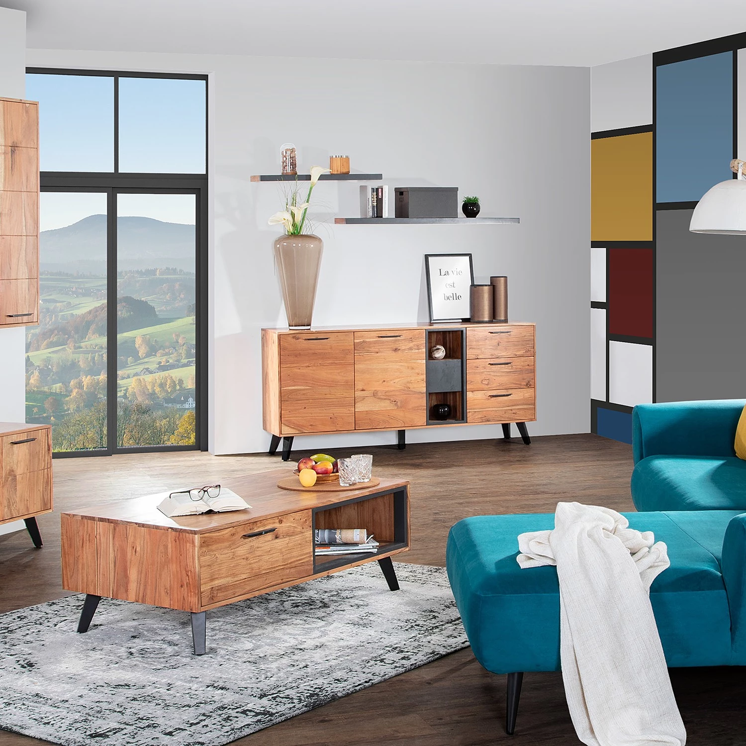 Naturoo Buffet Manabi - Acacia massif - Acacia / Anthracite 5 Naturoo Buffet Manabi - Acacia massif - Acacia / Anthracite – Image 5