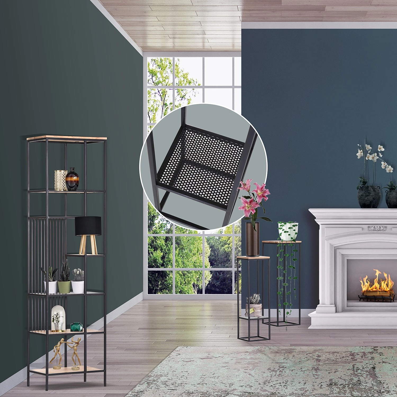 Red Living Étagère Uulu III - Acacia massif / Métal - Acacia / Noir 2 Red Living Étagère Uulu III - Acacia massif / Métal - Acacia / Noir – Image 2