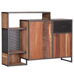 Red Living Buffet Fyfield - Acacia massif / Métal - Acacia / Gris